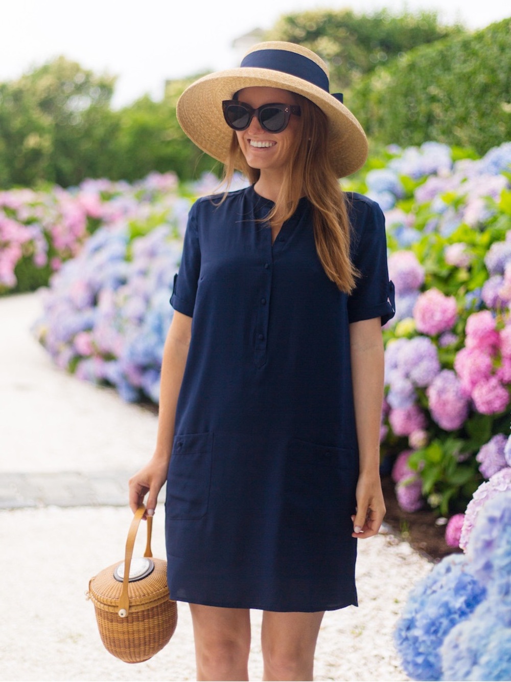 Sézane Zoe 100% Silk Pocket Dress in Navy, Size 34 (US 2, XS)